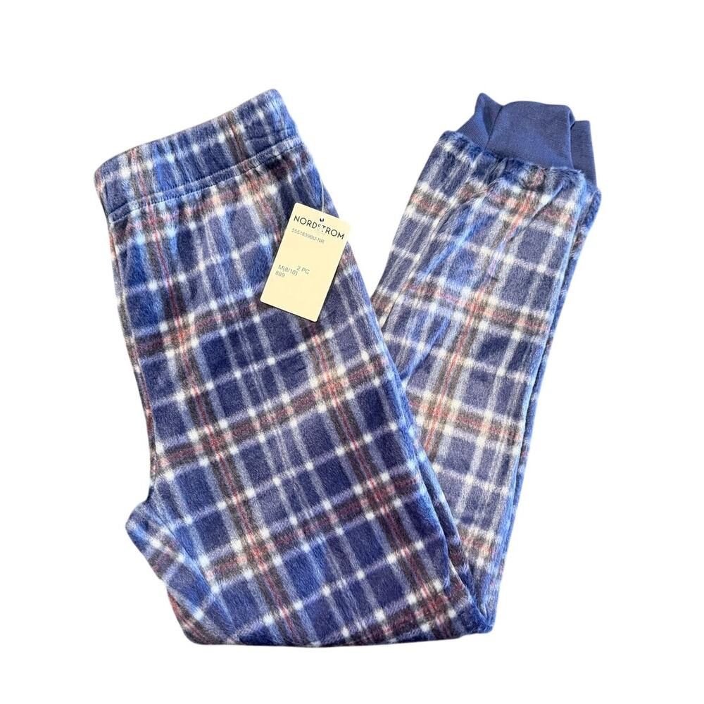 NWT Sleep On It Boys Blue Plaid Fleece Pajama Pants Size 8/10